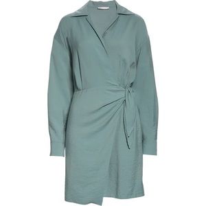 VINCE Wrap Front Long Sleeve Shirt Dress, NWT